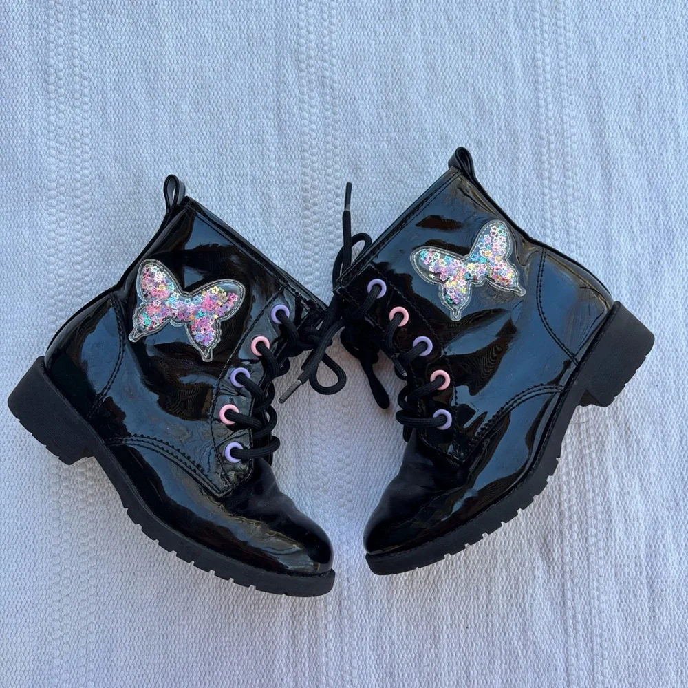 Jellypop girls black butterfly boots size 10m
